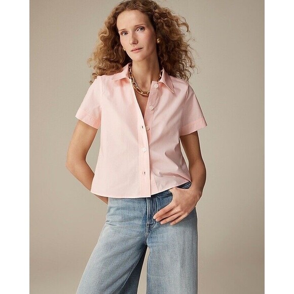 J.CREW Size 0 Gamine Shirt in Cotton Poplin Cropped fit Shirt NWT